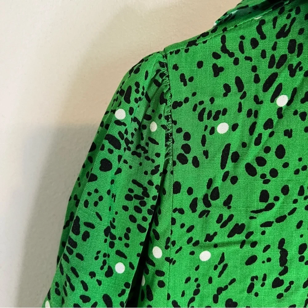 Who What Wear Long Sleeve Maxi Dress Size S Green Black White Dots Peter Pan - Picture 9 of 16